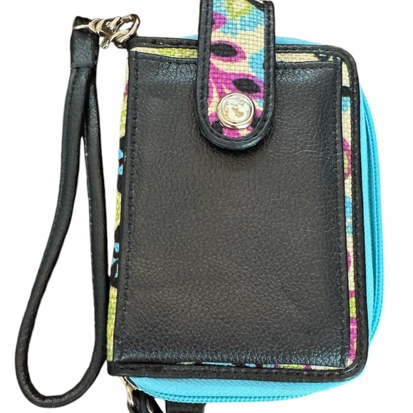 Spartina 449 Phone Wristlet Wallet Leather & Linen multi-colored - Picture 2 of 3